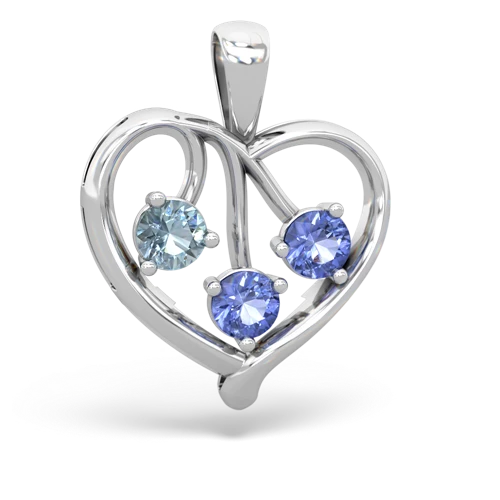 Aquamarine Genuine Aquamarine with Genuine Tanzanite and Genuine Garnet Glowing Heart pendant Pendant