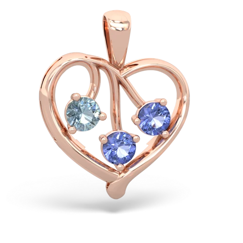 aquamarine-tanzanite love heart pendant