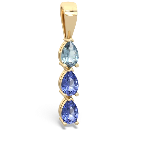 Genuine Aquamarine with Genuine Tanzanite and Genuine Swiss Blue Topaz Three Stone pendant