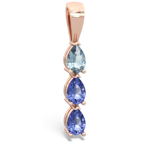 aquamarine-tanzanite three stone pendant