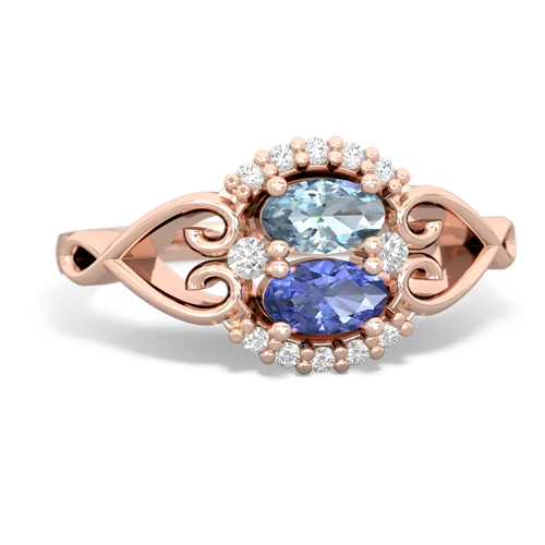 aquamarine-tanzanite antique keepsake ring