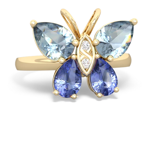 aquamarine-tanzanite butterfly ring