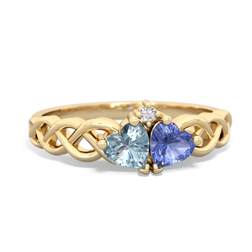 aquamarine-tanzanite celtic braid ring