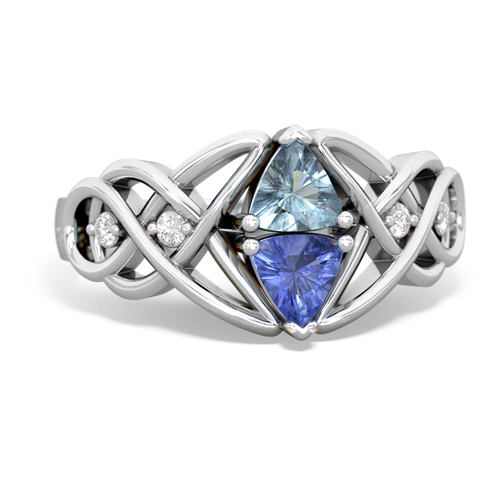 Aquamarine Genuine Aquamarine with Genuine Tanzanite Keepsake Celtic Knot ring Ring