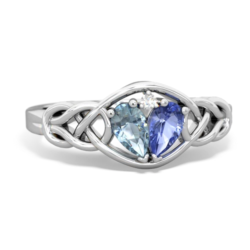 Aquamarine Genuine Aquamarine with Genuine Tanzanite Celtic Love Knot ring Ring