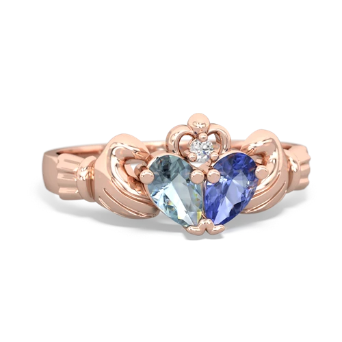 aquamarine-tanzanite claddagh ring