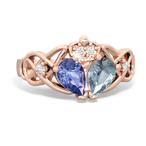 aquamarine-tanzanite claddagh ring