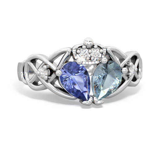 aquamarine-tanzanite claddagh ring