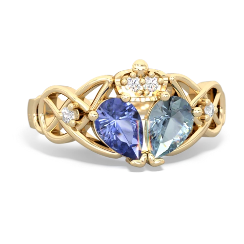 aquamarine-tanzanite claddagh ring