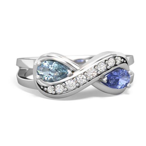 Aquamarine Genuine Aquamarine with Genuine Tanzanite Diamond Infinity ring Ring