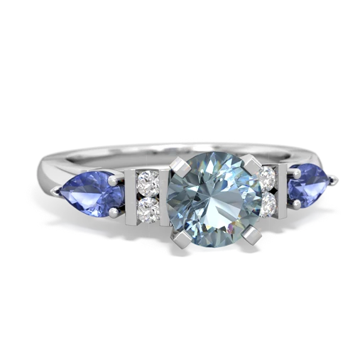 Aquamarine Genuine Aquamarine with Genuine Tanzanite and  Engagement ring Ring