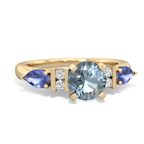 Genuine Aquamarine with Genuine Tanzanite and Genuine Swiss Blue Topaz Engagement ring