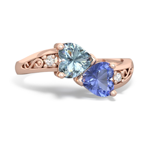 aquamarine-tanzanite filligree ring