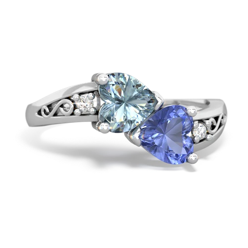 aquamarine-tanzanite filligree ring