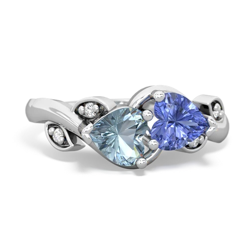 Aquamarine Genuine Aquamarine with Genuine Tanzanite Floral Elegance ring Ring