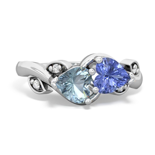 aquamarine-tanzanite floral keepsake ring