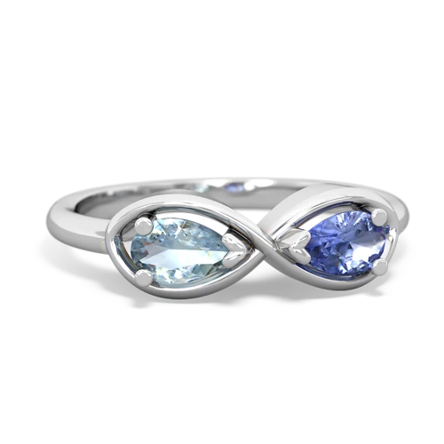 Aquamarine Genuine Aquamarine with Genuine Tanzanite Infinity ring Ring