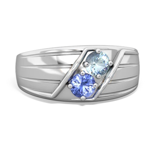 Aquamarine Genuine Aquamarine with Genuine Tanzanite Art Deco Men's ring Ring