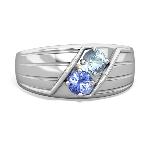 aquamarine-tanzanite mens ring