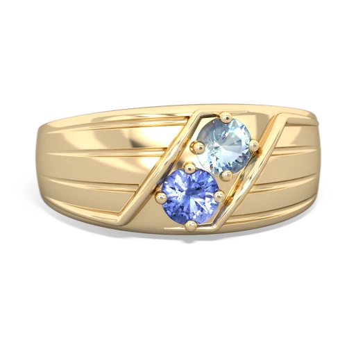 aquamarine-tanzanite mens ring