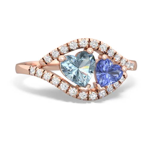 aquamarine-tanzanite mother child ring