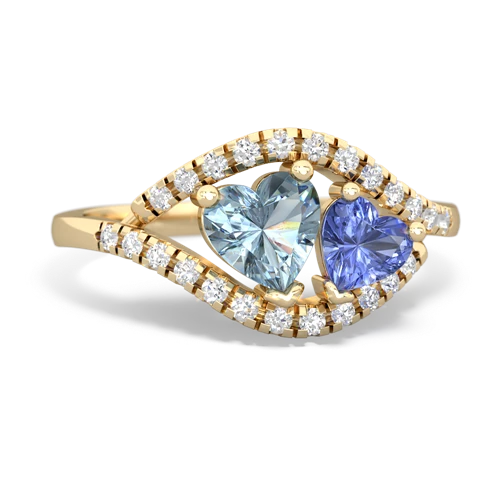 aquamarine-tanzanite mother child ring