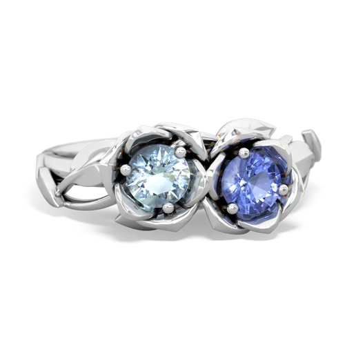 Aquamarine Genuine Aquamarine with Genuine Tanzanite Rose Garden ring Ring