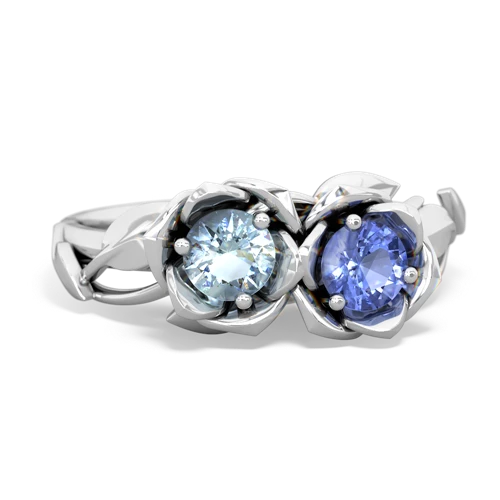 aquamarine-tanzanite roses ring