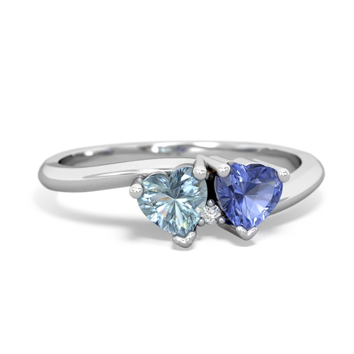 Aquamarine Genuine Aquamarine with Genuine Tanzanite Sweetheart's Promise ring Ring
