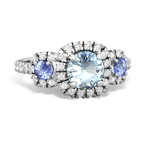 aquamarine-tanzanite three stone regal ring