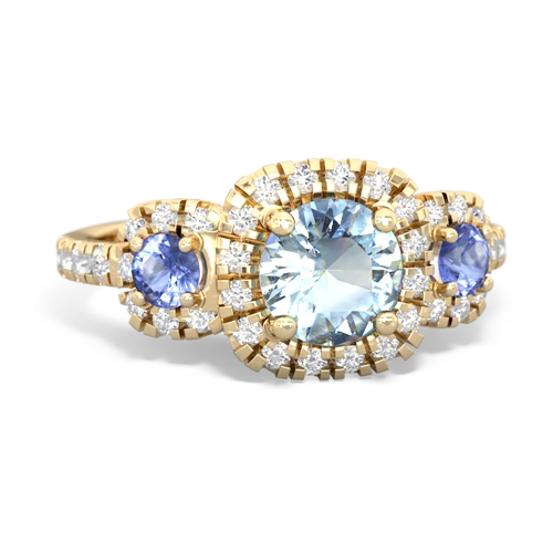 aquamarine-tanzanite three stone regal ring