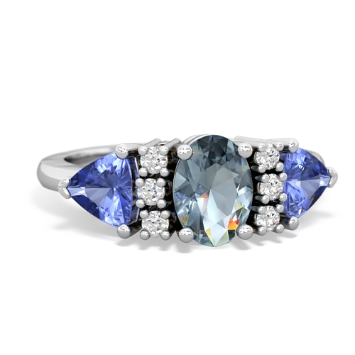 Aquamarine Genuine Aquamarine with Genuine Tanzanite and  Antique Style Three Stone ring Ring