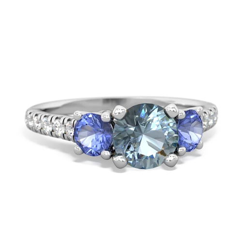 aquamarine-tanzanite trellis pave ring