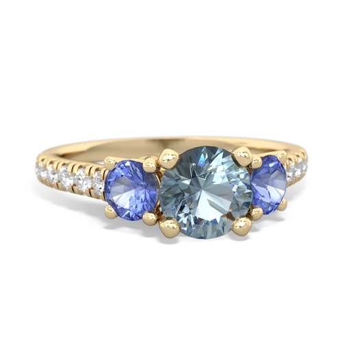 aquamarine-tanzanite trellis pave ring