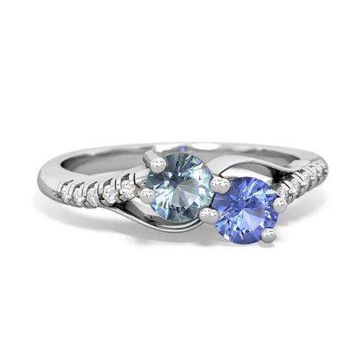 Aquamarine Genuine Aquamarine with Genuine Tanzanite Two Stone Infinity ring Ring