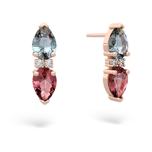 aquamarine-tourmaline bowtie earrings