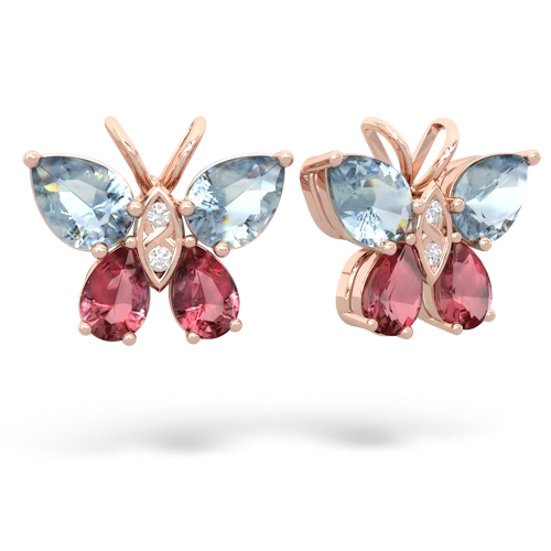 aquamarine-tourmaline butterfly earrings