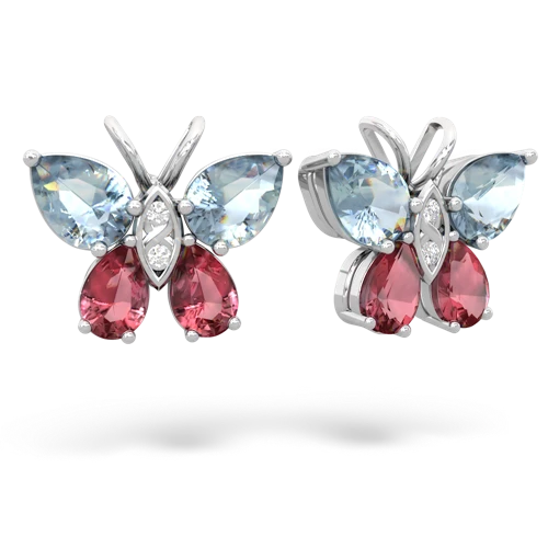 aquamarine-tourmaline butterfly earrings