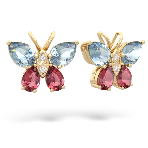 aquamarine-tourmaline butterfly earrings