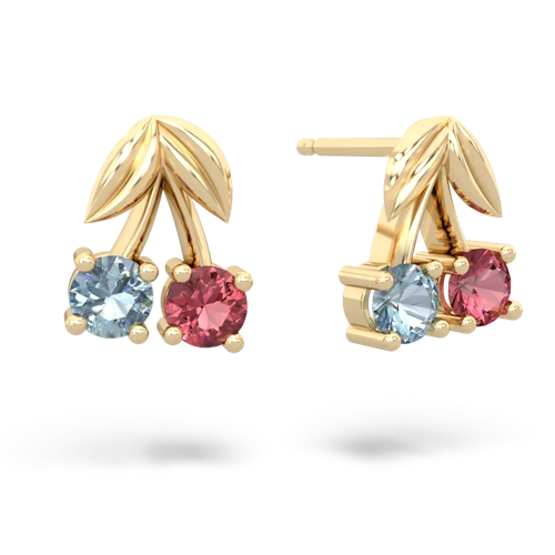 aquamarine-tourmaline cherries earrings