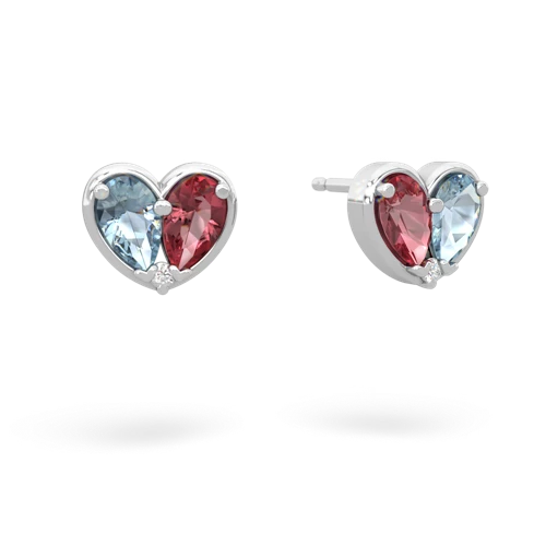 aquamarine-tourmaline one heart earrings