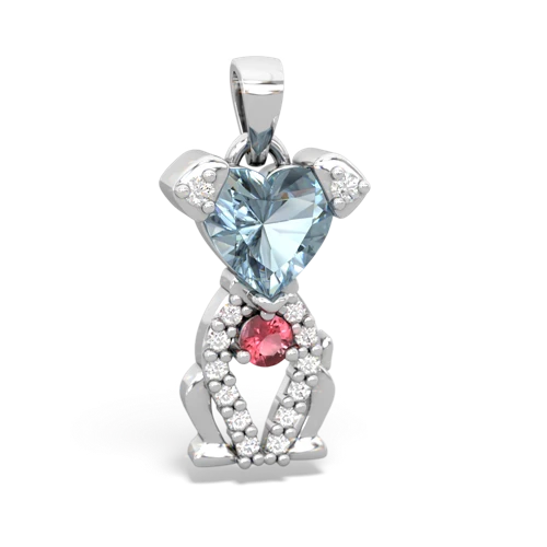 aquamarine-tourmaline birthstone puppy pendant