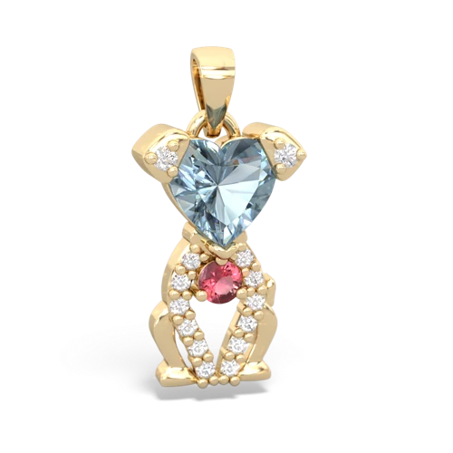 aquamarine-tourmaline birthstone puppy pendant