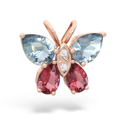 aquamarine-tourmaline butterfly pendant