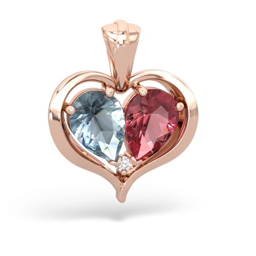 aquamarine-tourmaline half heart whole pendant