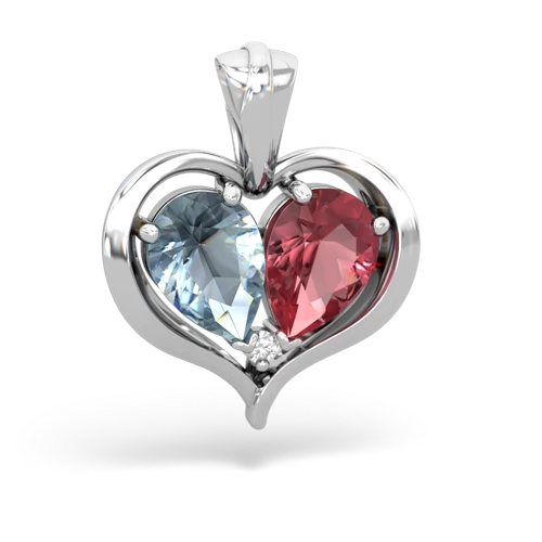 aquamarine-tourmaline half heart whole pendant