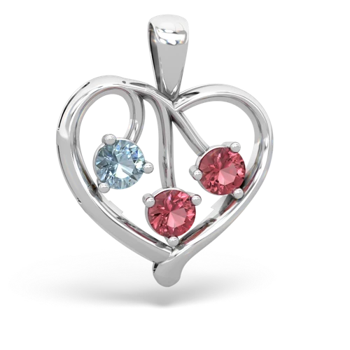 aquamarine-tourmaline love heart pendant