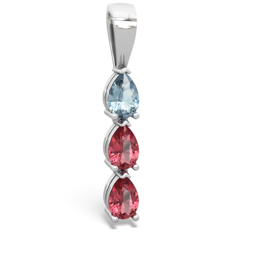 Aquamarine Genuine Aquamarine with Genuine Pink Tourmaline and  Three Stone pendant Pendant