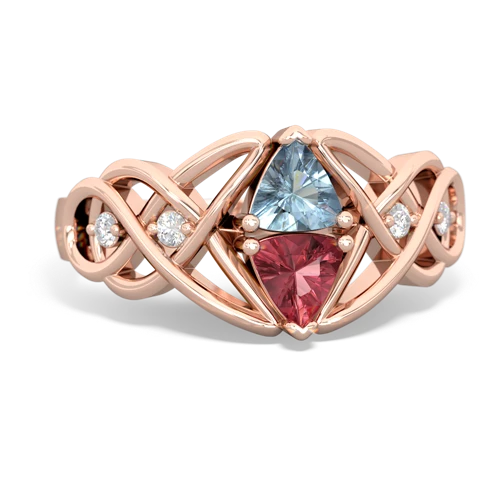 Aquamarine Genuine Aquamarine with Genuine Pink Tourmaline Keepsake Celtic Knot ring Ring
