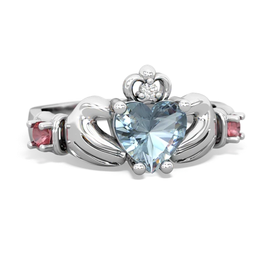 Aquamarine Genuine Aquamarine with Genuine Pink Tourmaline and  Claddagh ring Ring